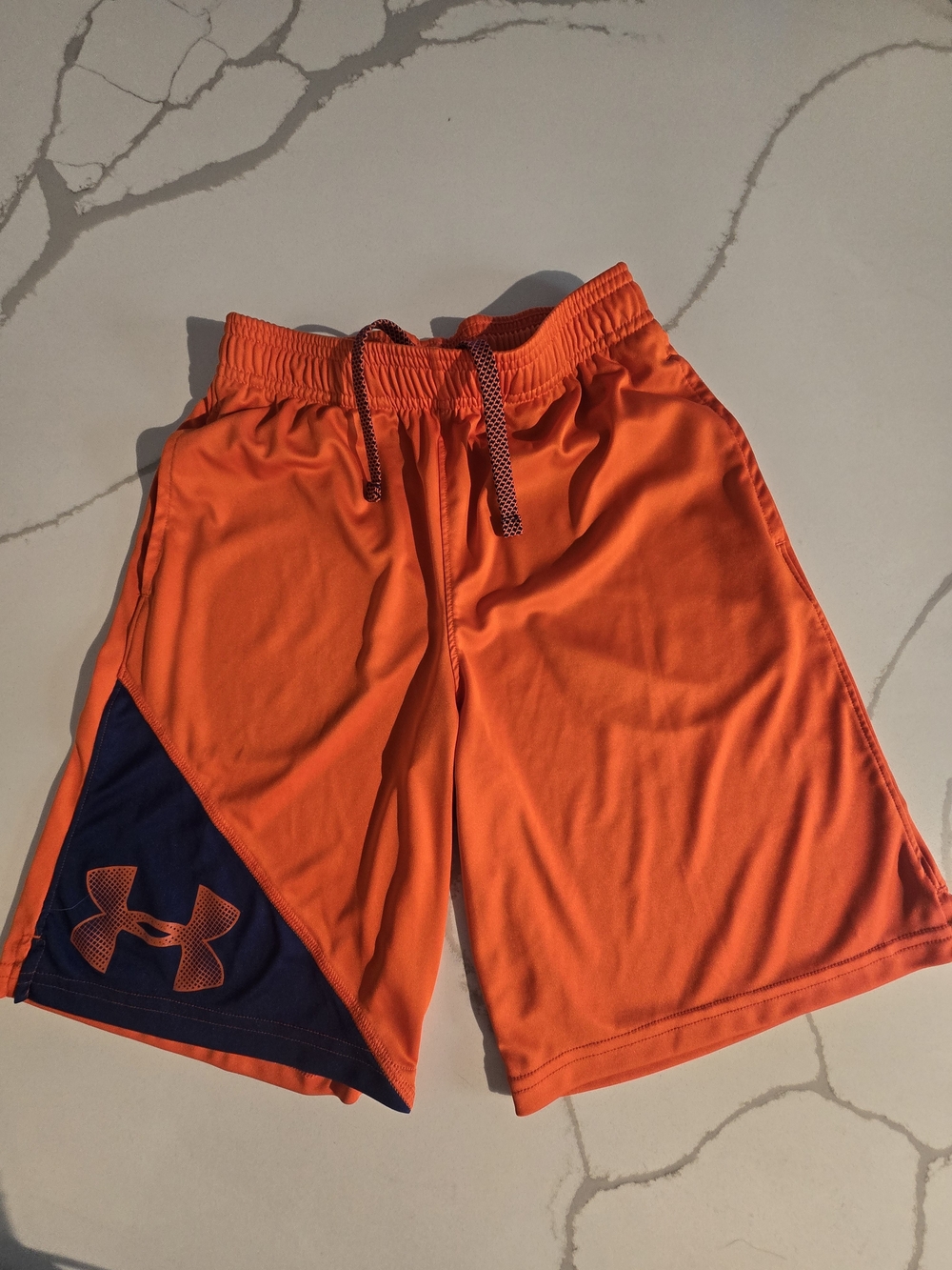Under Armour Orange Athletic Shorts with Navy Accent